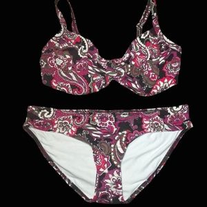 Women’s Plus Size Beach Living Tahiti Paisley Shirred Bikini Top&Matching Bottom